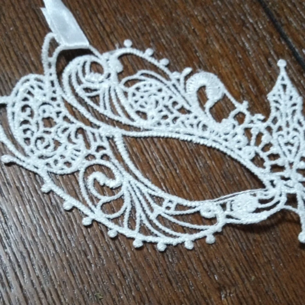 2/$16 Elegant White Lace Eye Mask with Ribbons
